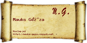 Mauks Géza névjegykártya